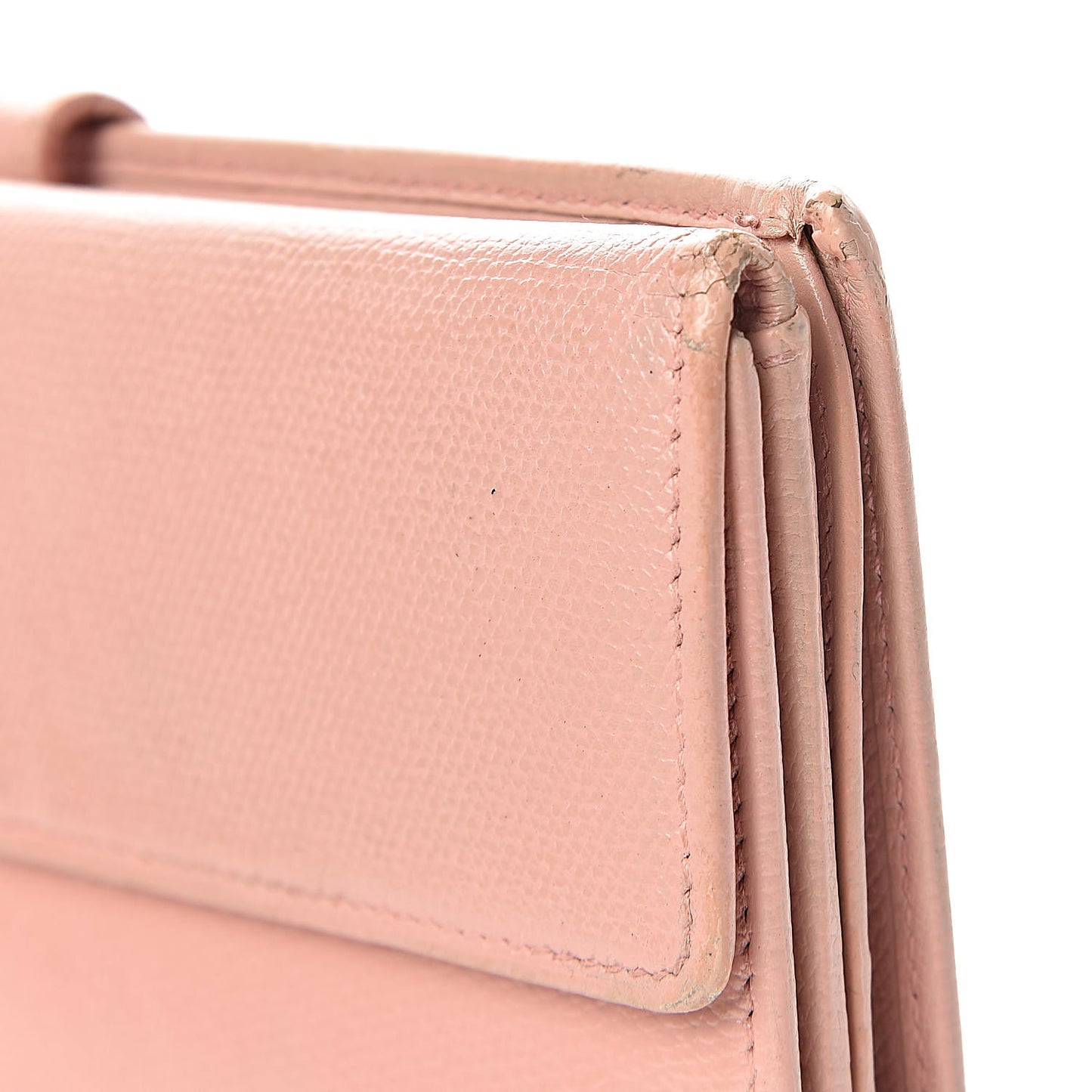 Grained Calfskin CC Button Wallet Pink
