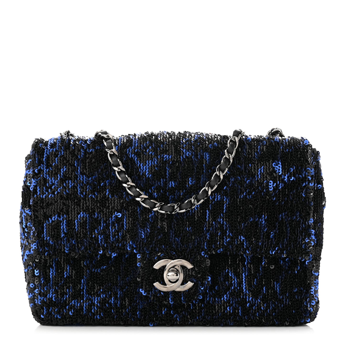 Sequin Logo Mini Rectangular Flap Black Blue
