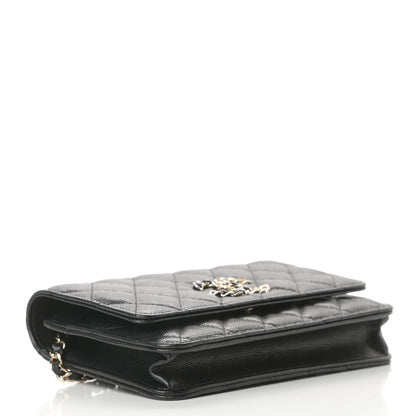 Chanel Caviar Quilted French New Wave Chain CC Wallet On Chain WOC Black 4 of 12