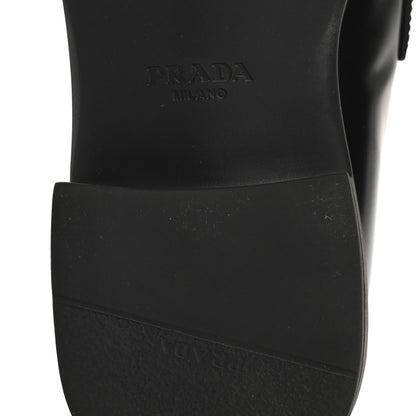 Prada Spazzolato Metal Triangle Logo 50mm Loafers 37 Black 8 of 13