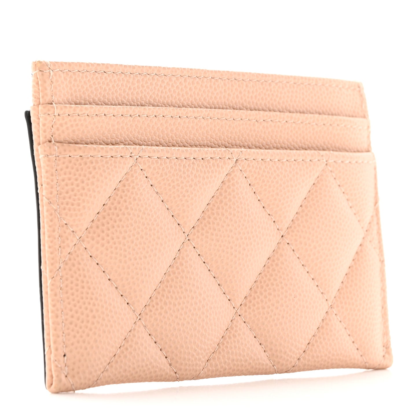 Caviar Quilted Filigree Card Holder Beige Black