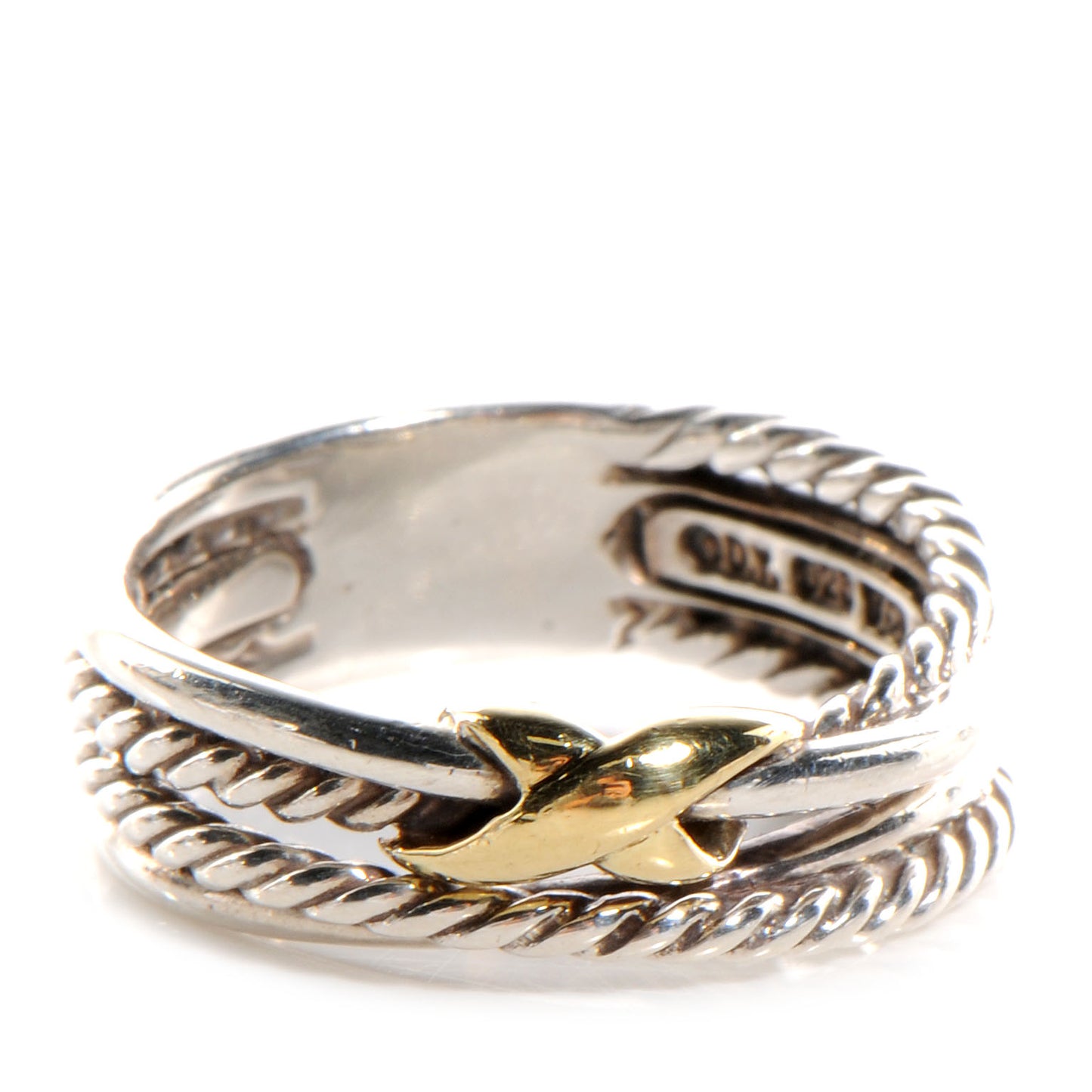 Sterling Silver 18k White Gold X Crossover Ring 7