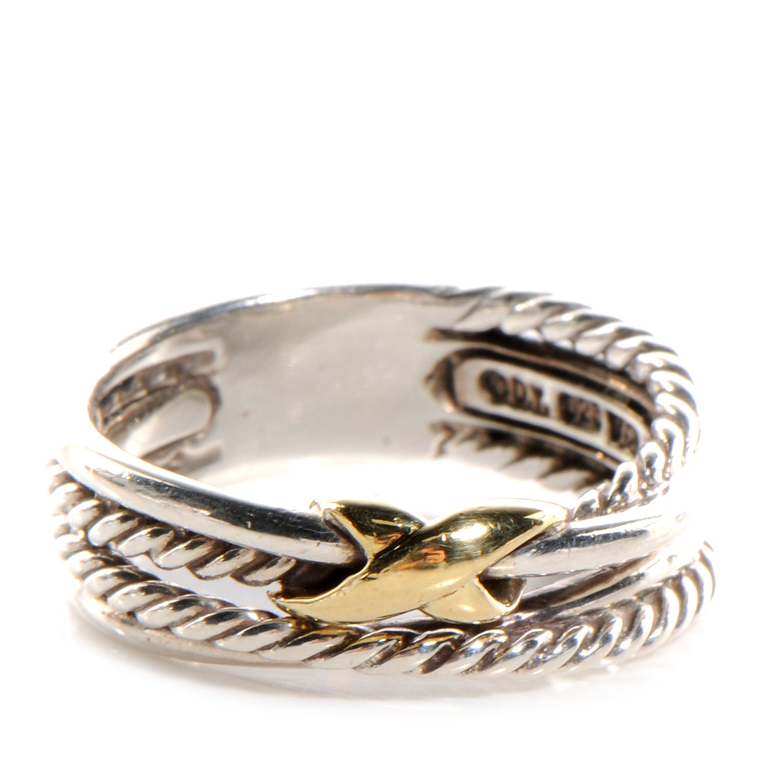 David Yurman Sterling Silver 18k White Gold X Crossover Ring 7 1 of 5