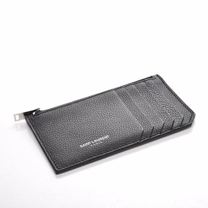 Saint Laurent Grained Calfskin 5 Fragments Zip Pouch Card Holder Black 4 of 8