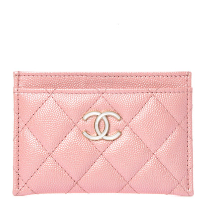 Chanel Iridescent Caviar Quilted Card Holder Rose Pink 1 of 9