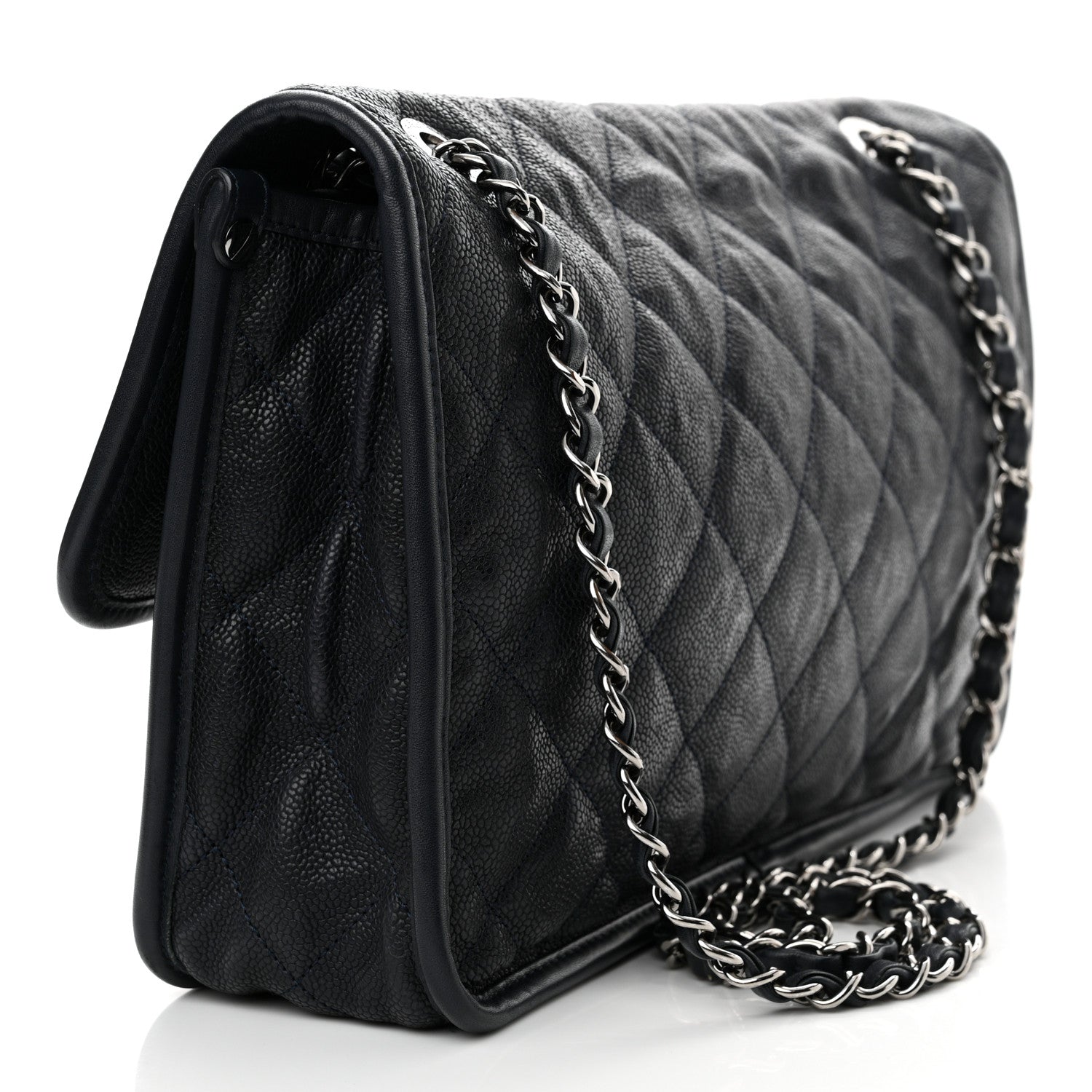 Chanel Caviar Quilted Large French Riviera Flap Navy Blue 3 of 16
