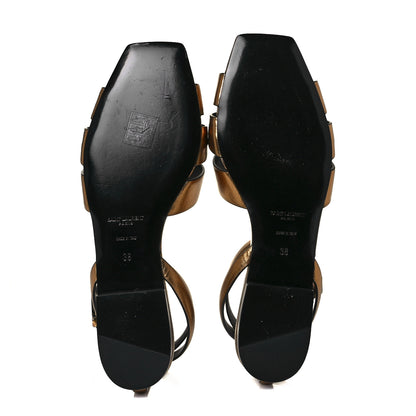 Saint Laurent Calfskin Tribute 05 Ankle Strap Sandals 38 Dark Gold 5 of 9