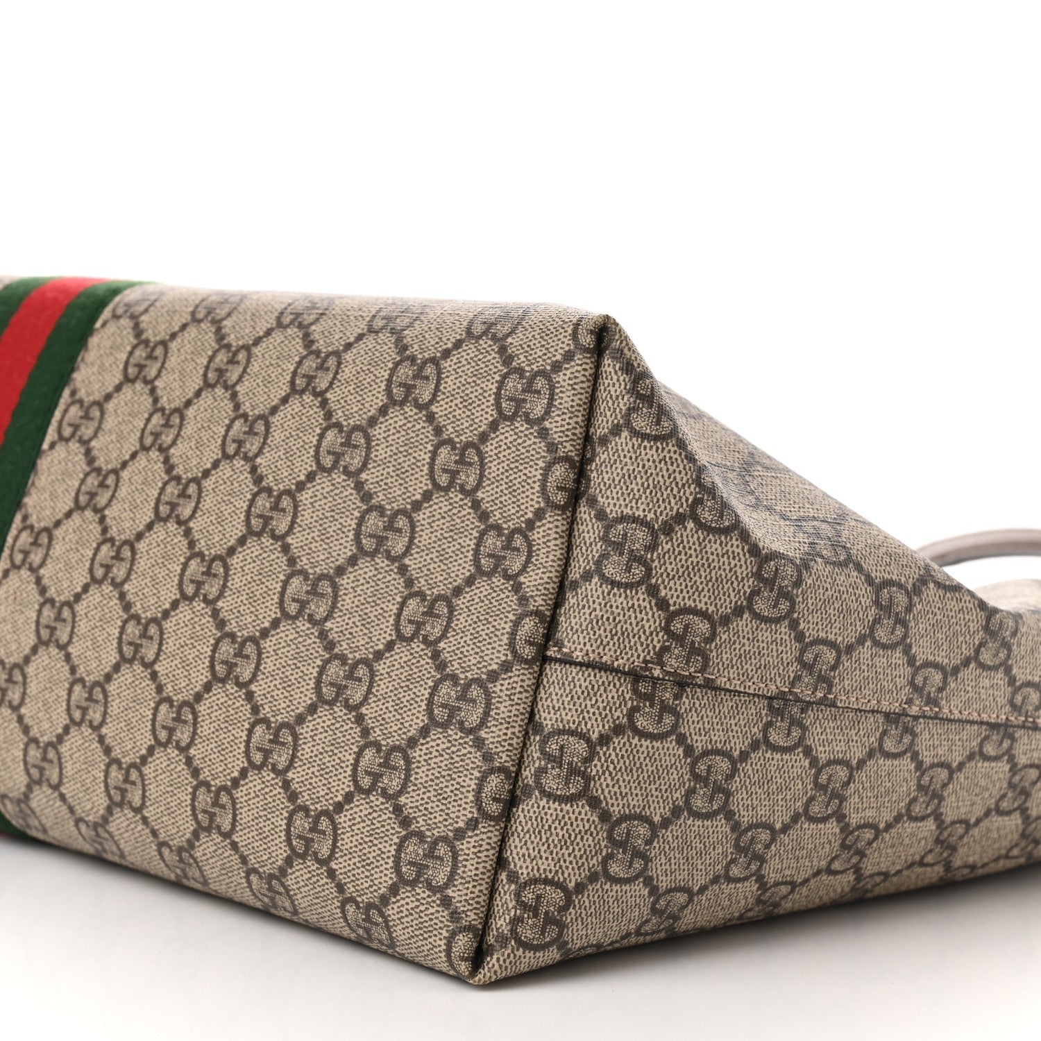 Gucci GG Supreme Monogram Textured Calfskin Web Medium Ophidia Shopping Tote Beige Ebony New Acero 10 of 10