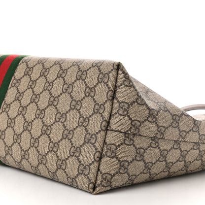 Gucci GG Supreme Monogram Textured Calfskin Web Medium Ophidia Shopping Tote Beige Ebony New Acero 10 of 10