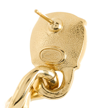 Chanel Glass Crystal CC Chain Drop Earrings Pink Gold 4 of 5