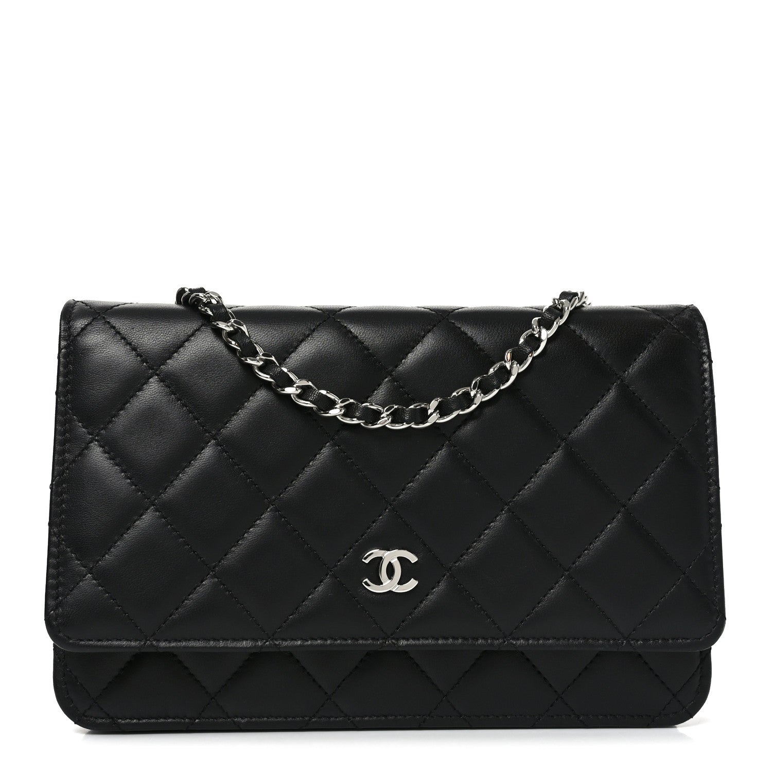 Chanel Lambskin Quilted Wallet On Chain WOC Black 1 of 11