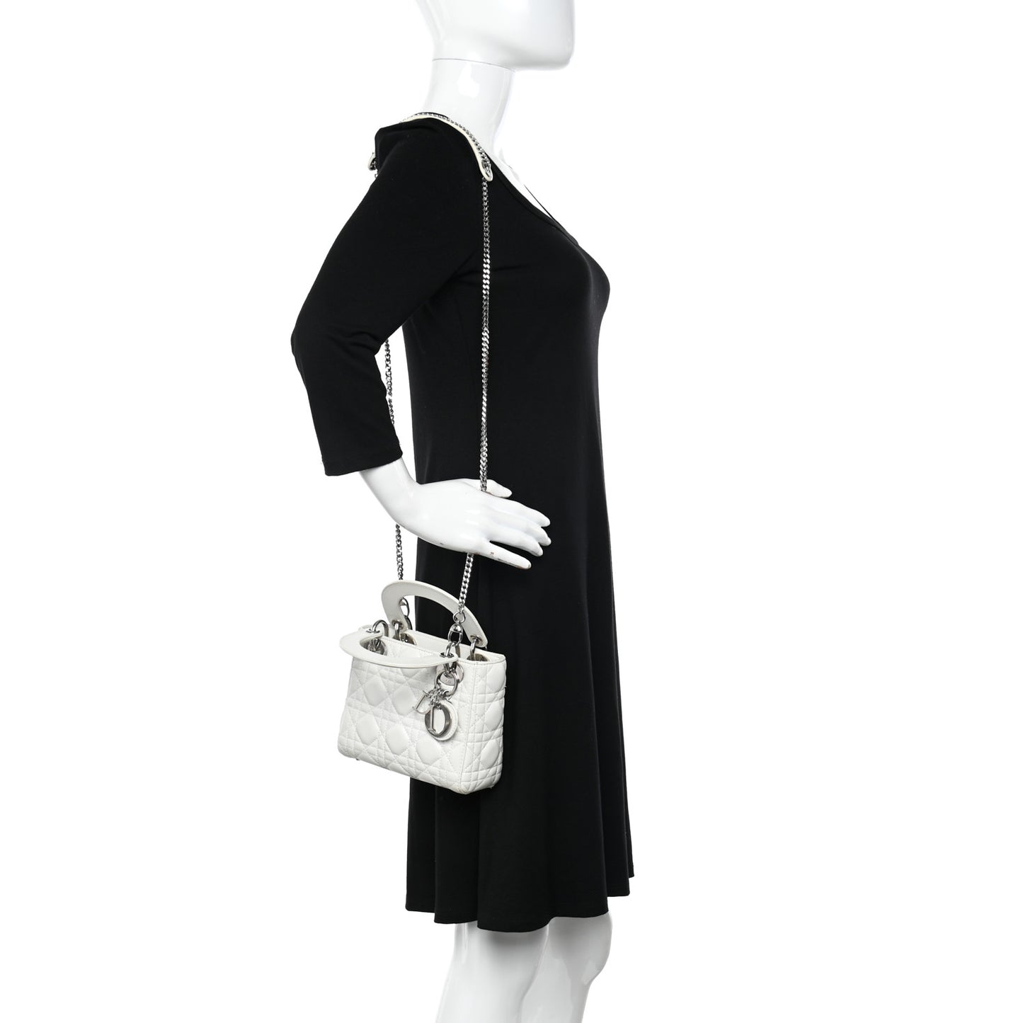 Lambskin Cannage Mini Lady Dior White