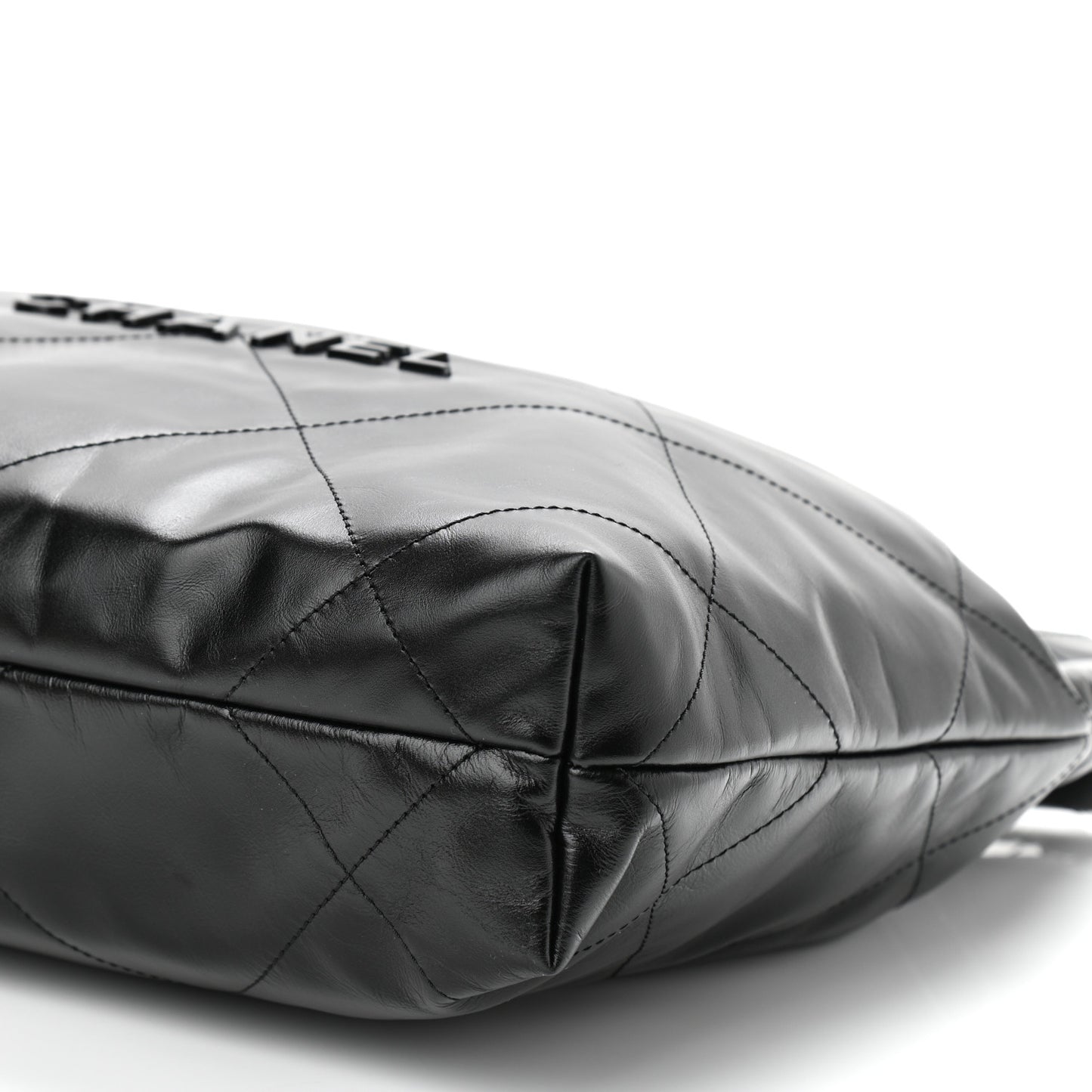 Shiny Calfskin Quilted Small Chanel 22 So Black
