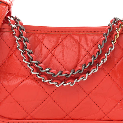 Chanel Aged Calfskin Quilted Small Gabrielle Hobo Red 9 of 11