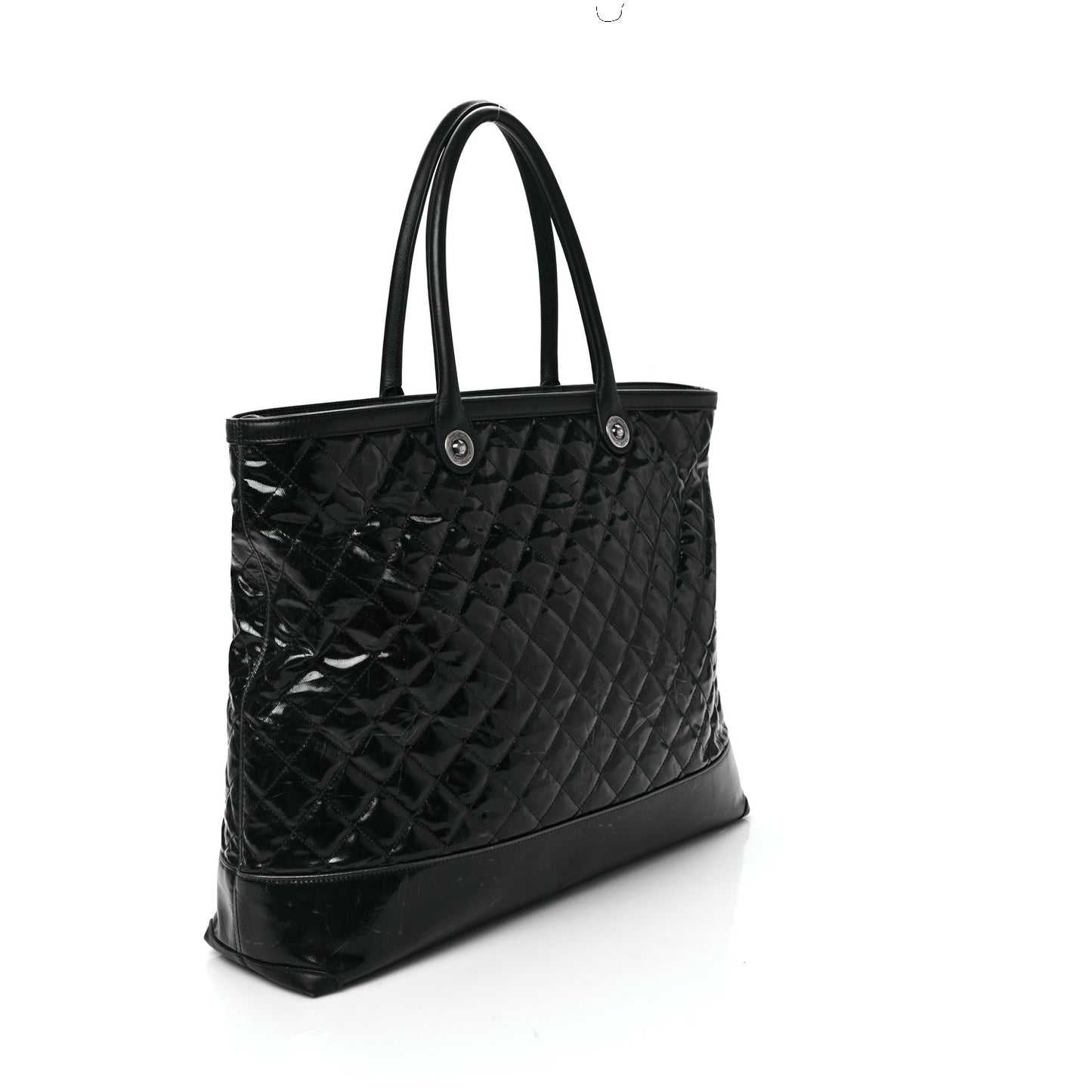 Calfskin Coated Canvas Quilted Tote Black