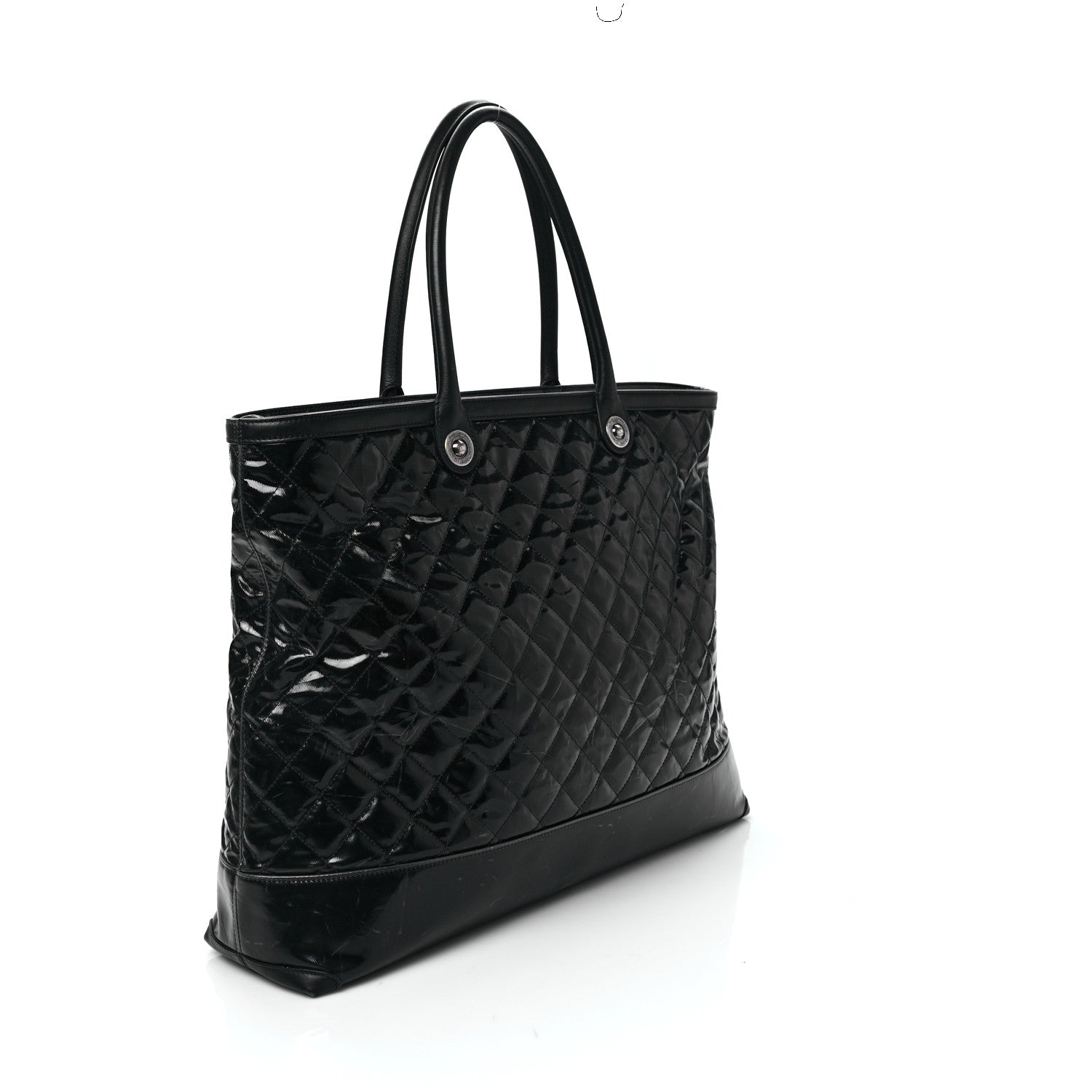 Chanel Calfskin Coated Canvas Quilted Tote Black 2 of 9