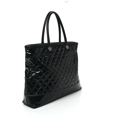 Chanel Calfskin Coated Canvas Quilted Tote Black 2 of 9