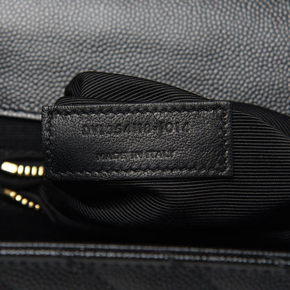 Saint Laurent Grain De Poudre Matelasse Chevron Large Monogram Satchel Black 10 of 11