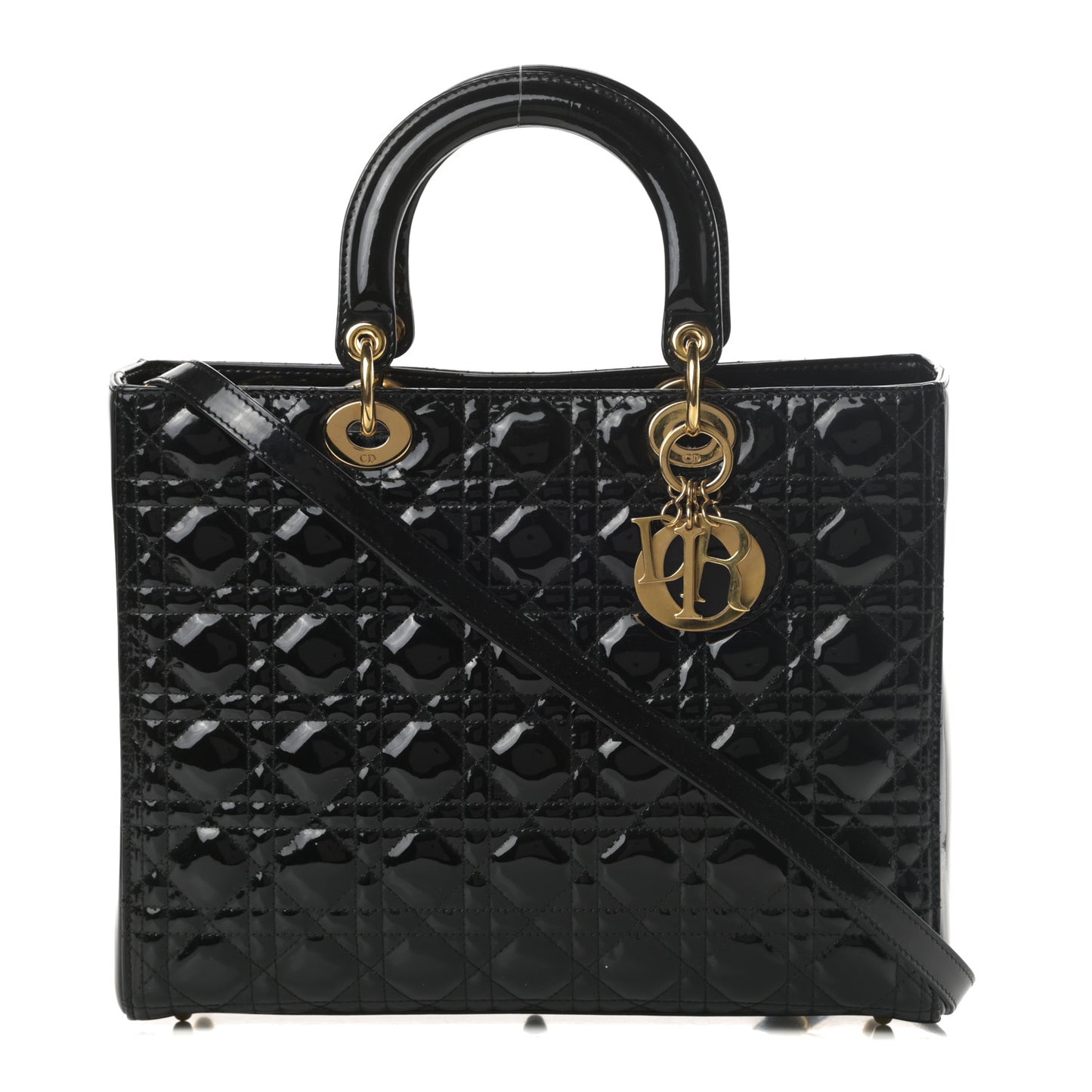 Patent Cannage Large Lady Dior Black