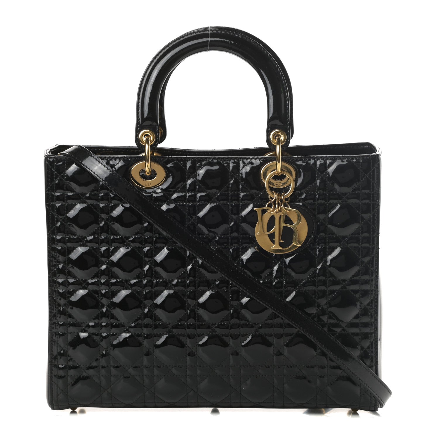 Christian Dior Patent Cannage Large Lady Dior Black 1 of 12