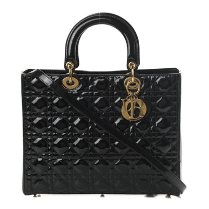 Christian Dior Patent Cannage Large Lady Dior Black 1 of 12
