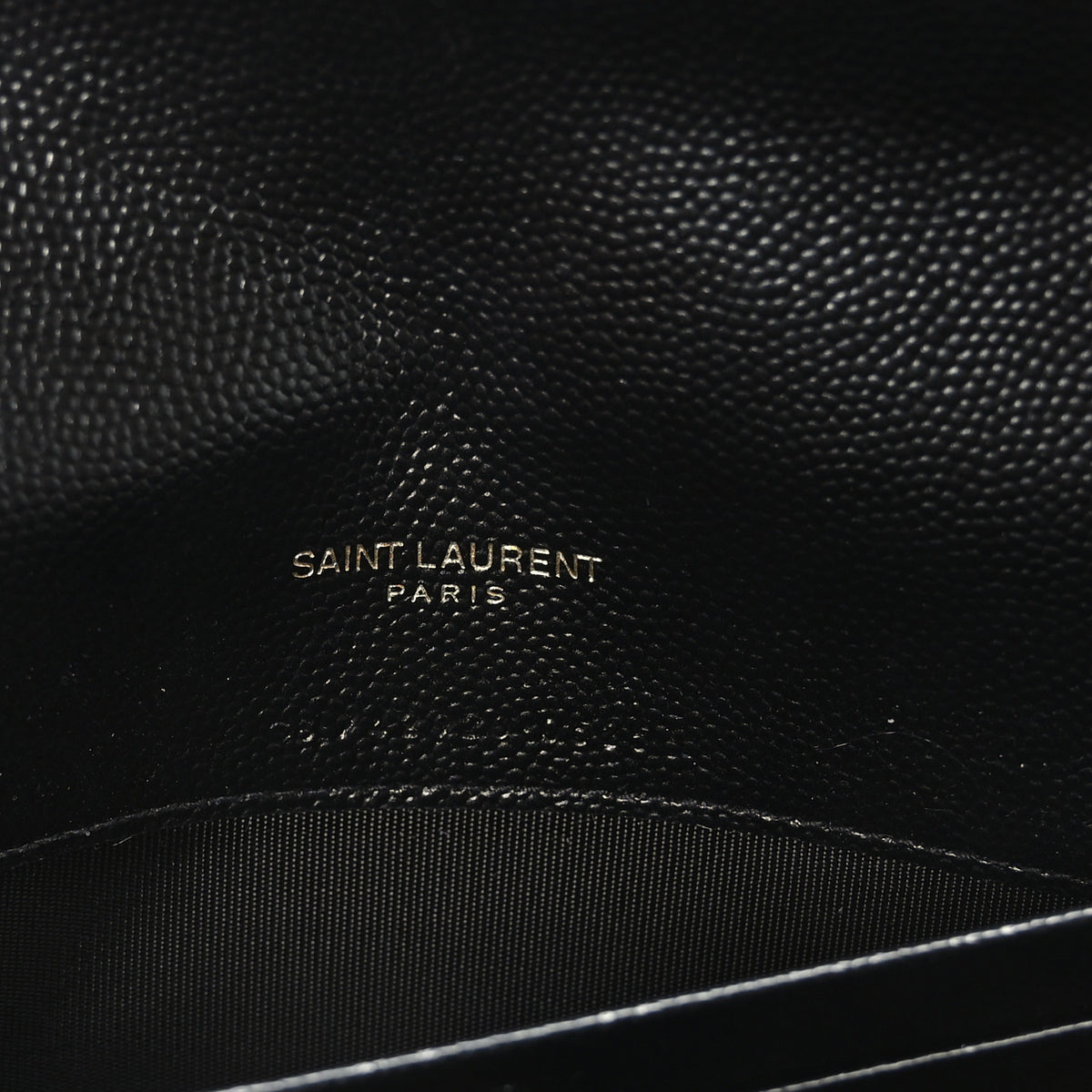 Grain De Poudre Matelasse Chevron Monogram Envelope Chain Wallet Black