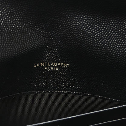 Saint Laurent Grain De Poudre Matelasse Chevron Monogram Envelope Chain Wallet Black 5 of 8