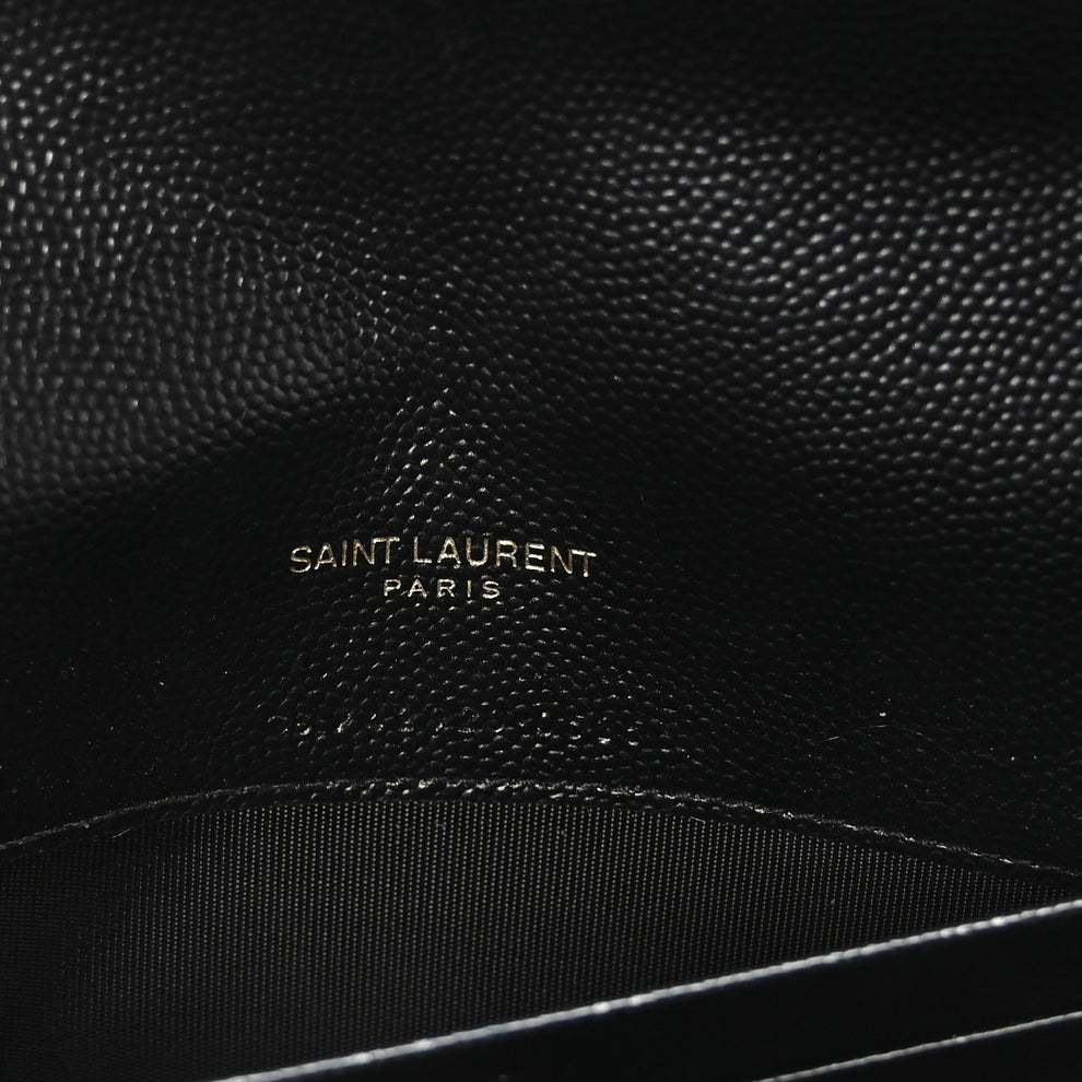 Saint Laurent Grain De Poudre Matelasse Chevron Monogram Envelope Chain ...