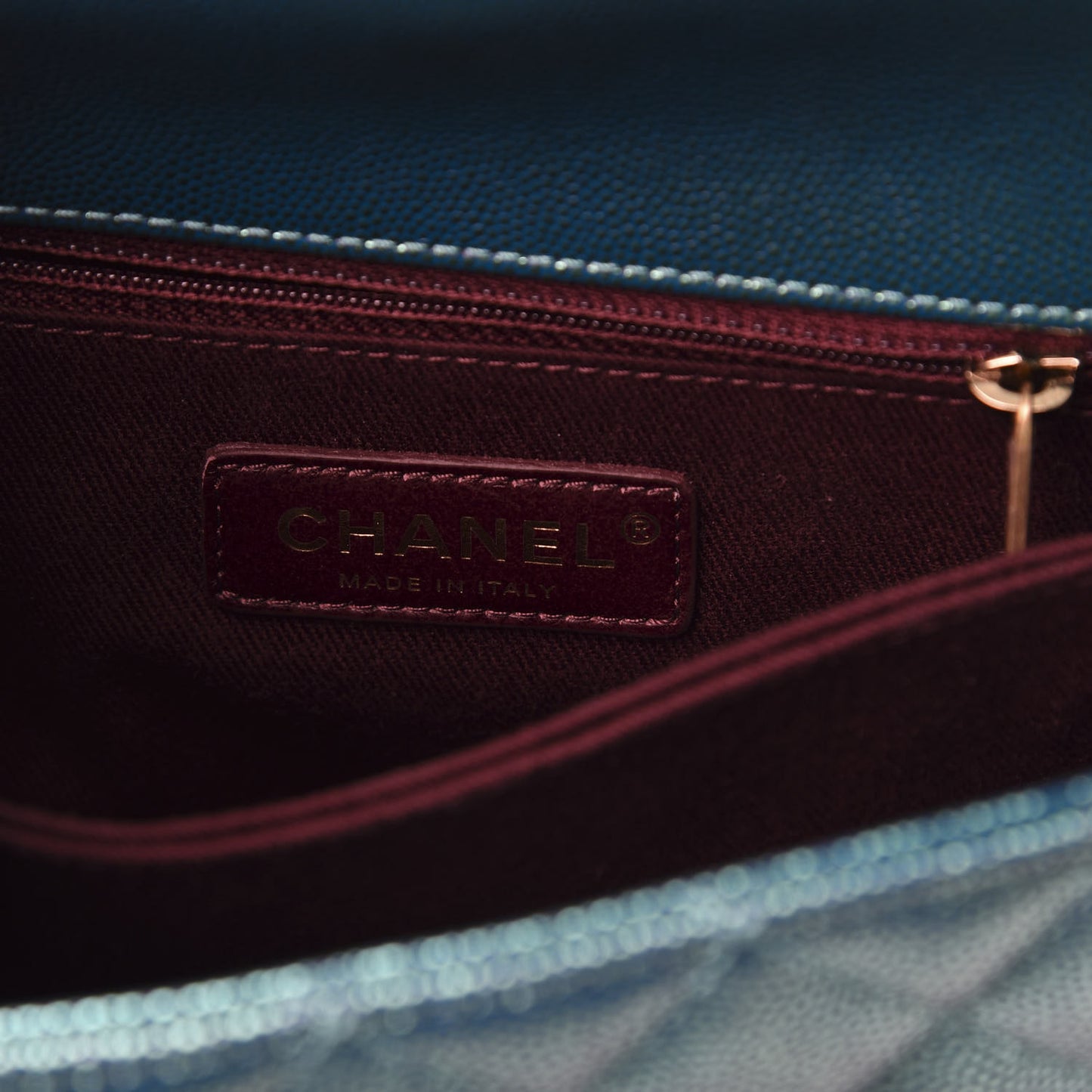 Metallic Caviar Quilted Mini Coco Handle Flap Blue