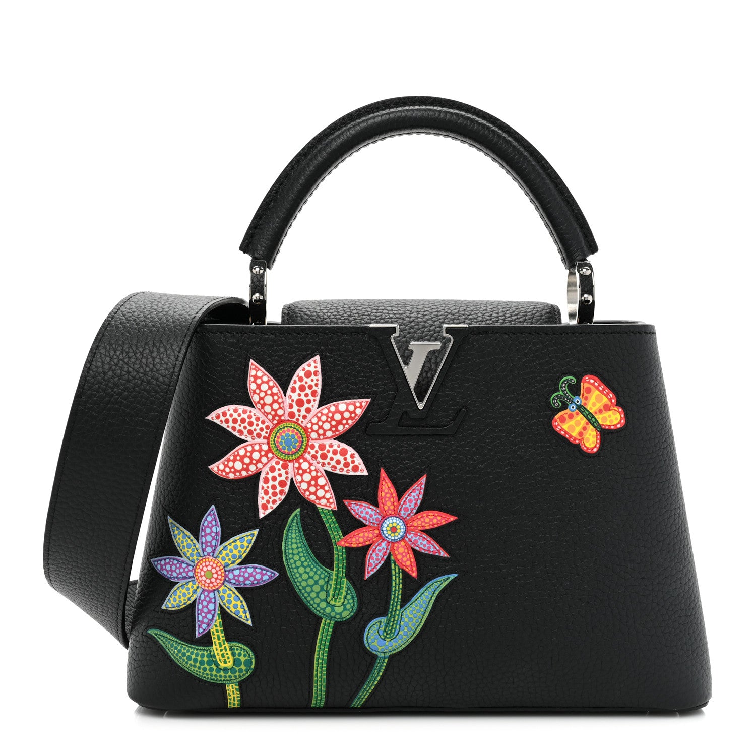 Louis Vuitton LV x YK Taurillon Flower Capucines BB Black 1 of 12