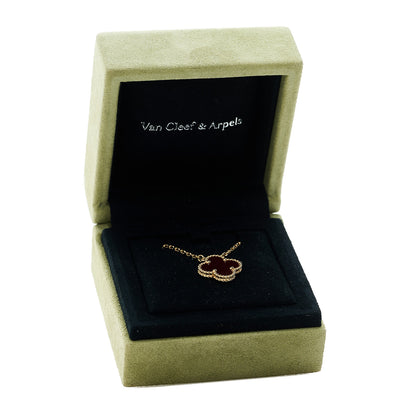 Van Cleef & Arpels VAN CLEEF &amp; ARPELS 18K Yellow Gold Carnelian Vintage Alhambra Pendant Necklace 6 of 6