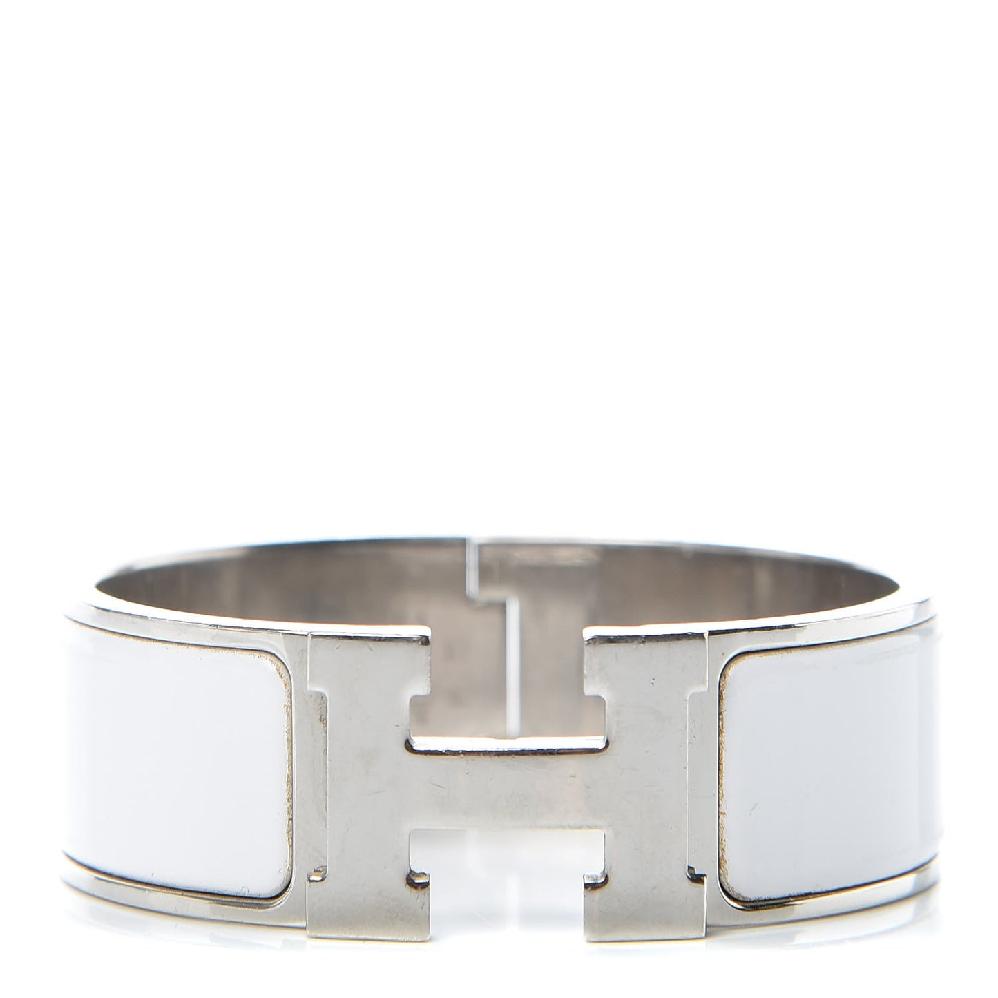 Enamel Wide Clic Clac H Bracelet PM White