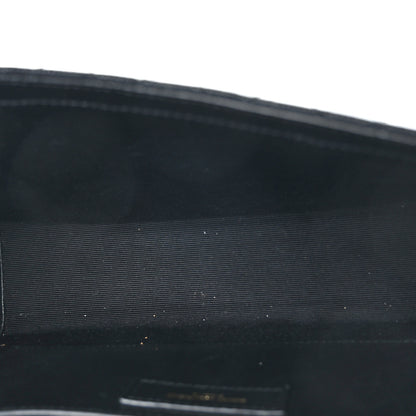 Saint Laurent Grain De Poudre Textured Mixed Matelasse Triquilt Medium Monogram Satchel Black 5 of 8