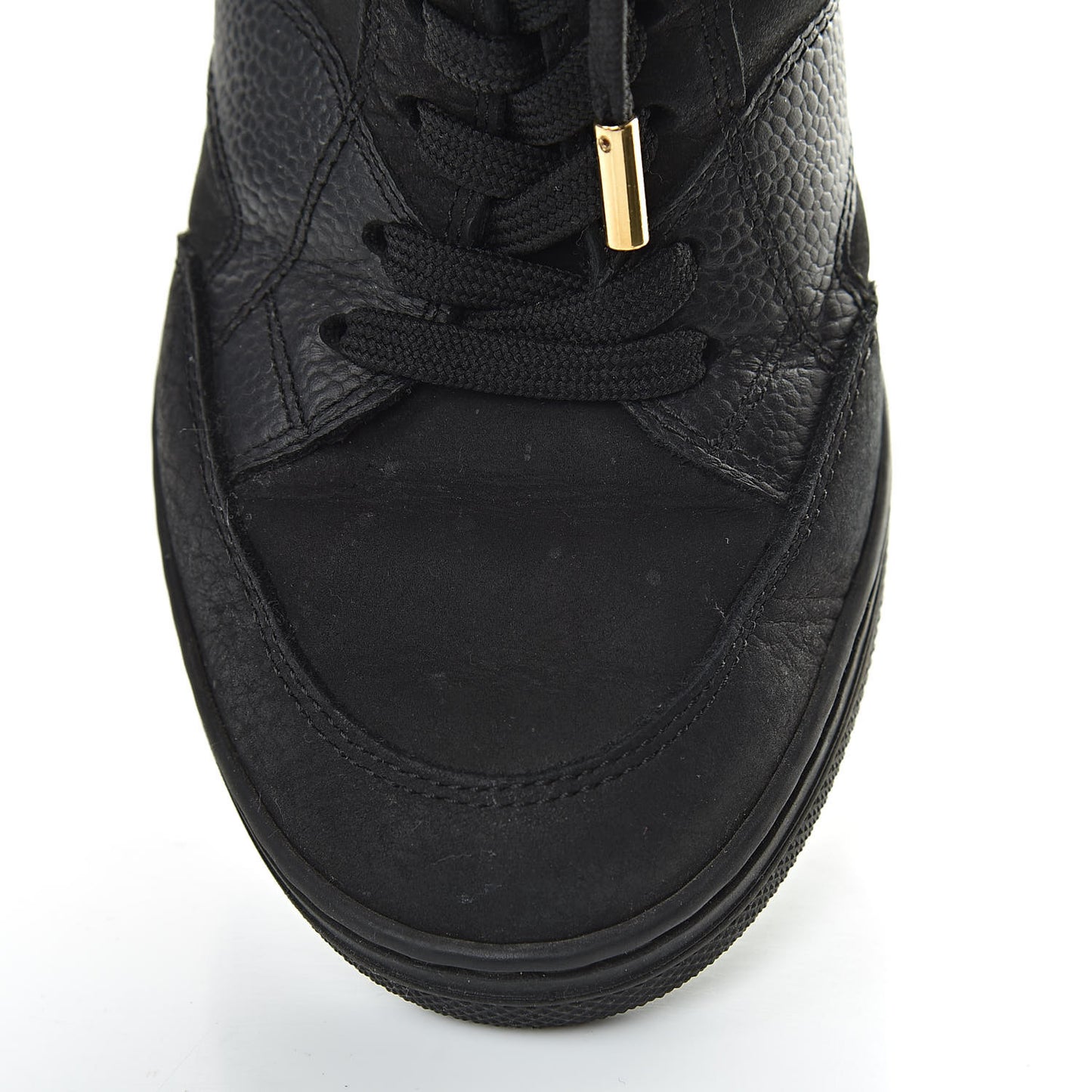 Calfskin Suede Monogram Cliff Top Wedge Sneakers 37 Black