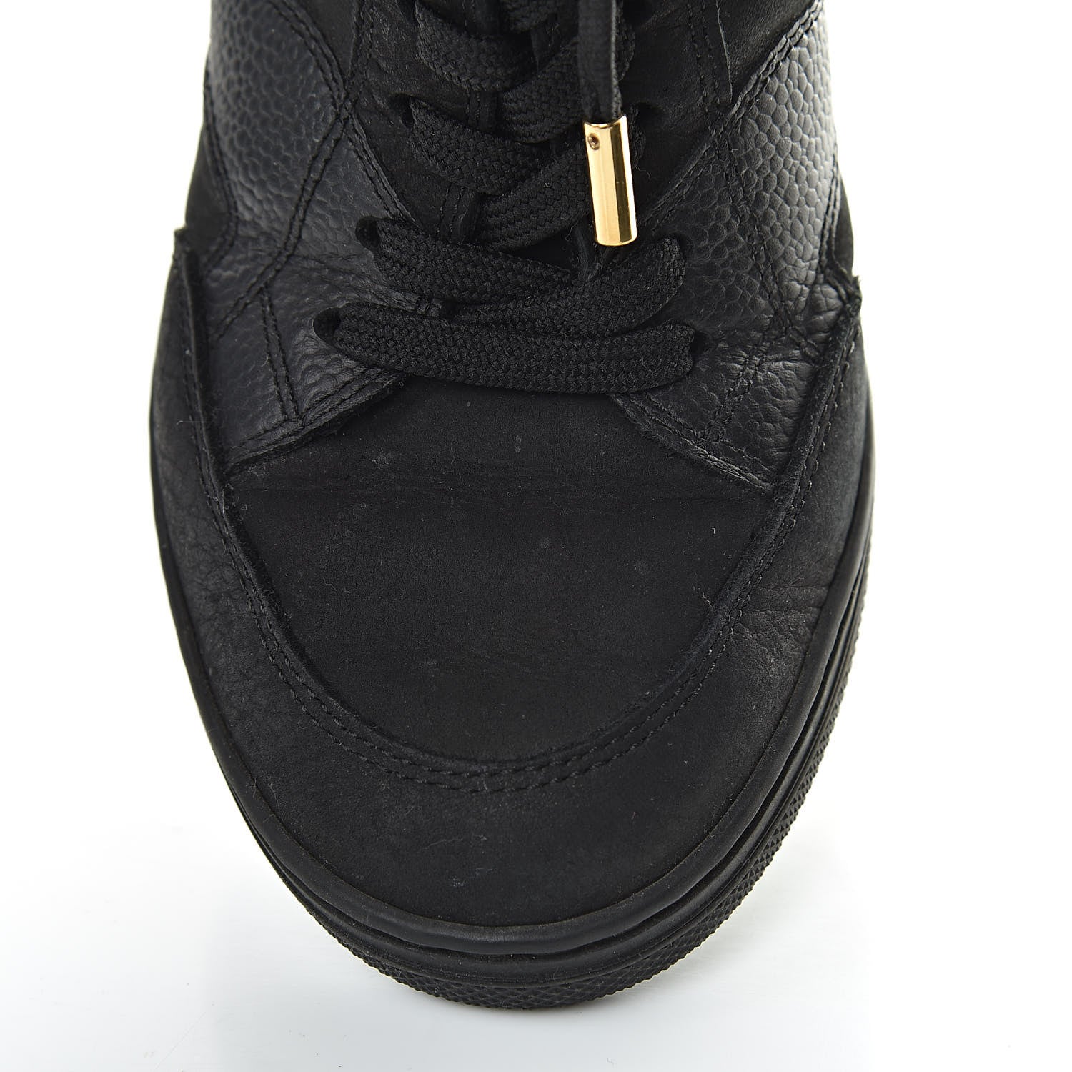 Louis Vuitton Calfskin Suede Monogram Cliff Top Wedge Sneakers 37 Black 10 of 12