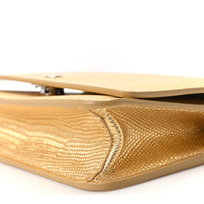 Chanel Calfskin Lizard Embossed Wallet On Chain WOC Gold 10 of 11