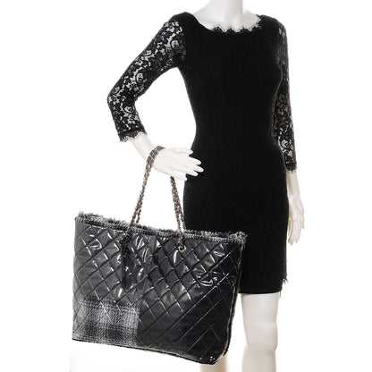 Chanel Vinyl Funny Tweed Patchwork Tote Black 2 of 7