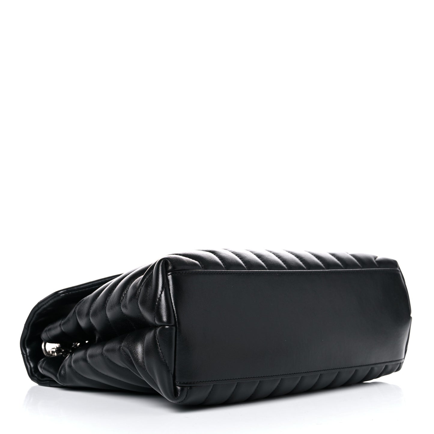 Calfskin Y Quilted Monogram Medium Loulou Chain Satchel Black