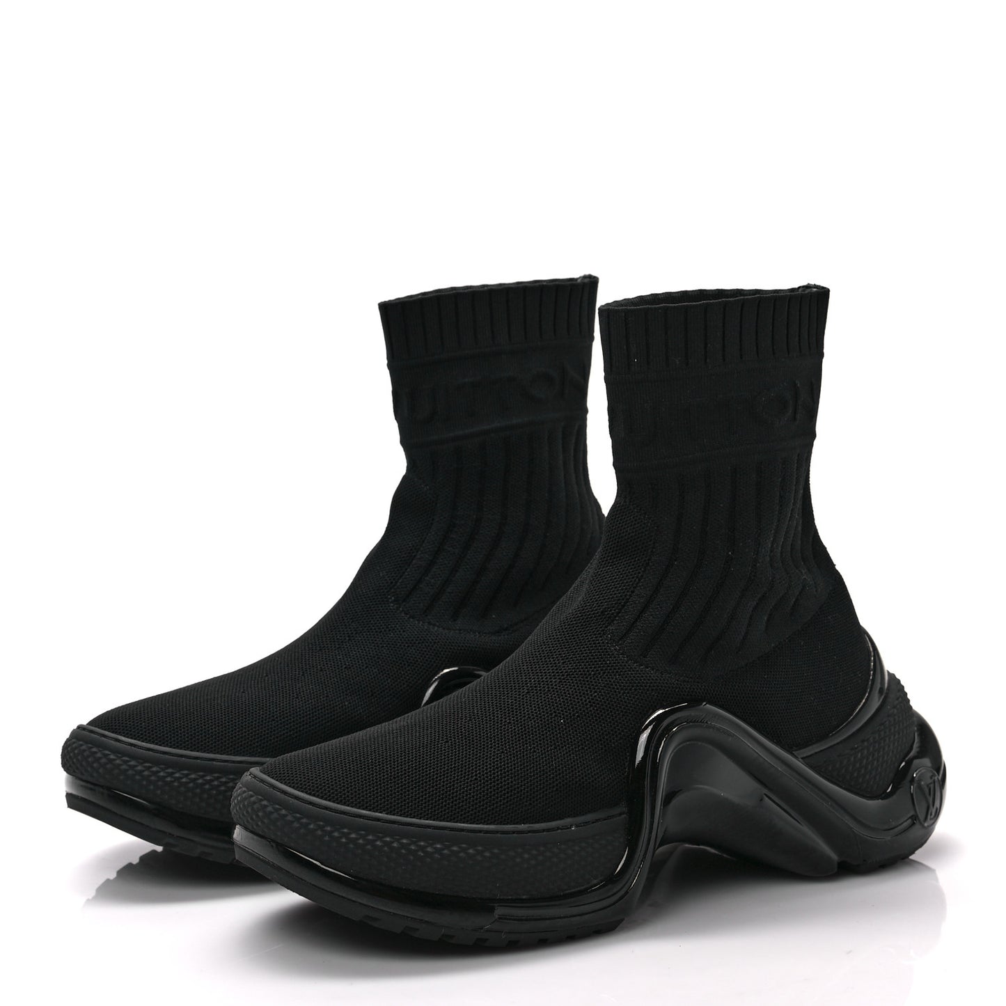 Stretch Textile Patent LV Archlight Sneaker Boots 38 Black