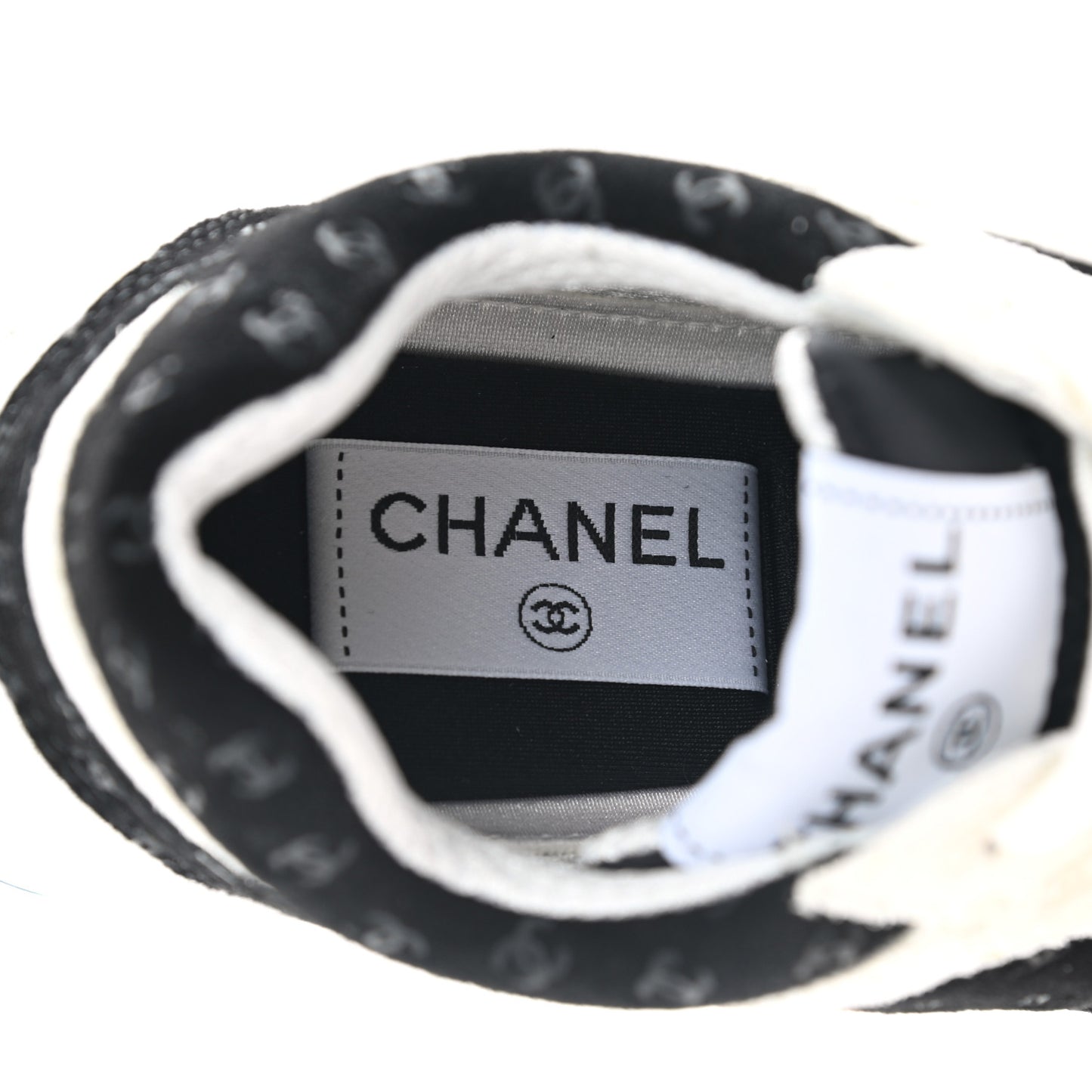 Nylon Suede Calfskin Printed CC Sneakers 35 White Black