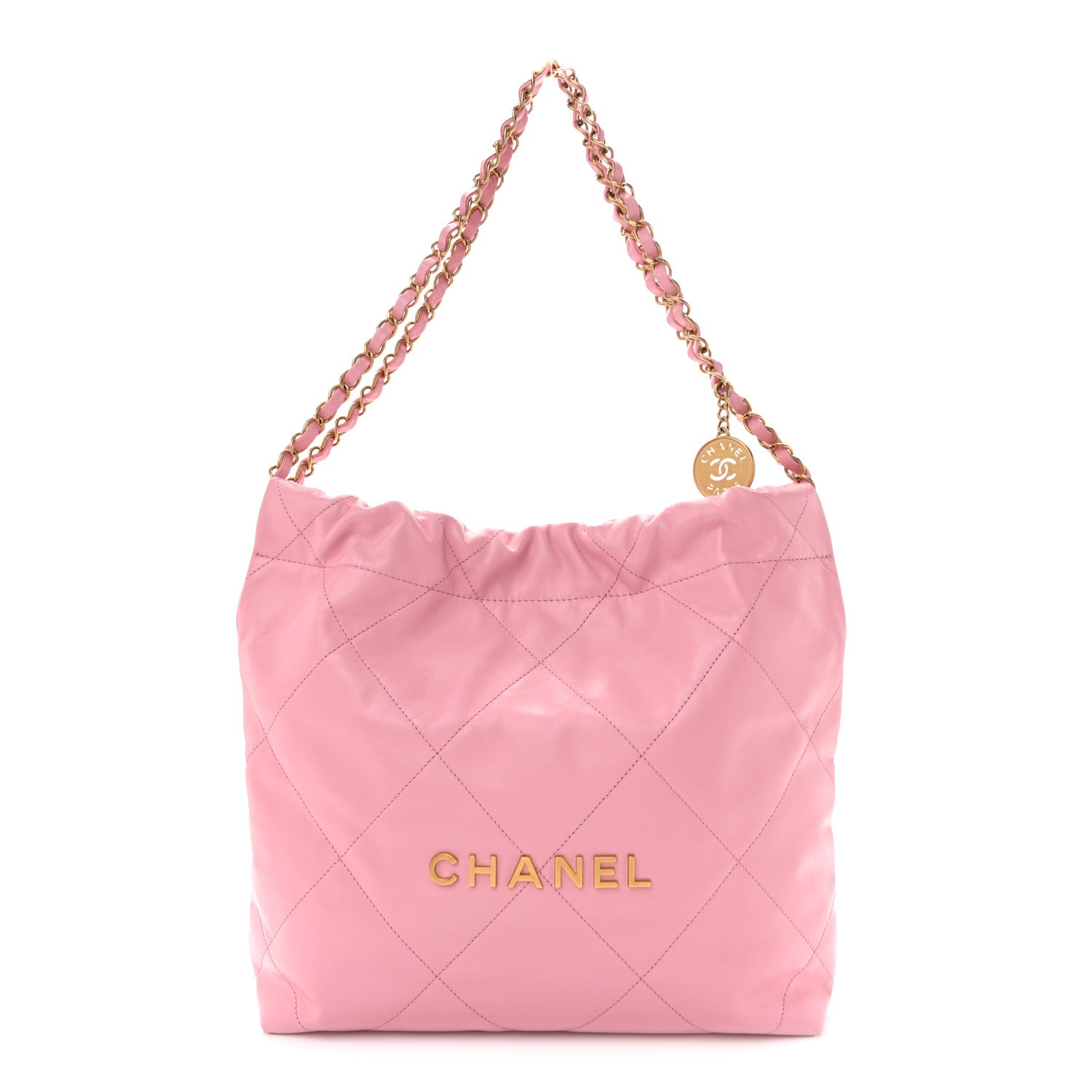 Chanel Shiny Calfskin Quilted Small Chanel 22 Dark Pink 1 of 13