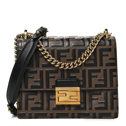 Fendi Vitello Liberty Bi-Color FF 1974 Embossed Small Kan U Shoulder Bag Maya Black 1 of 7