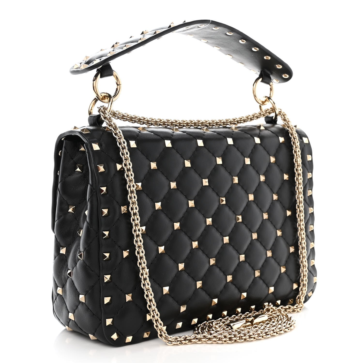Valentino Garavani Lambskin Medium Rockstud Spike Shoulder Bag Black 3 of 9