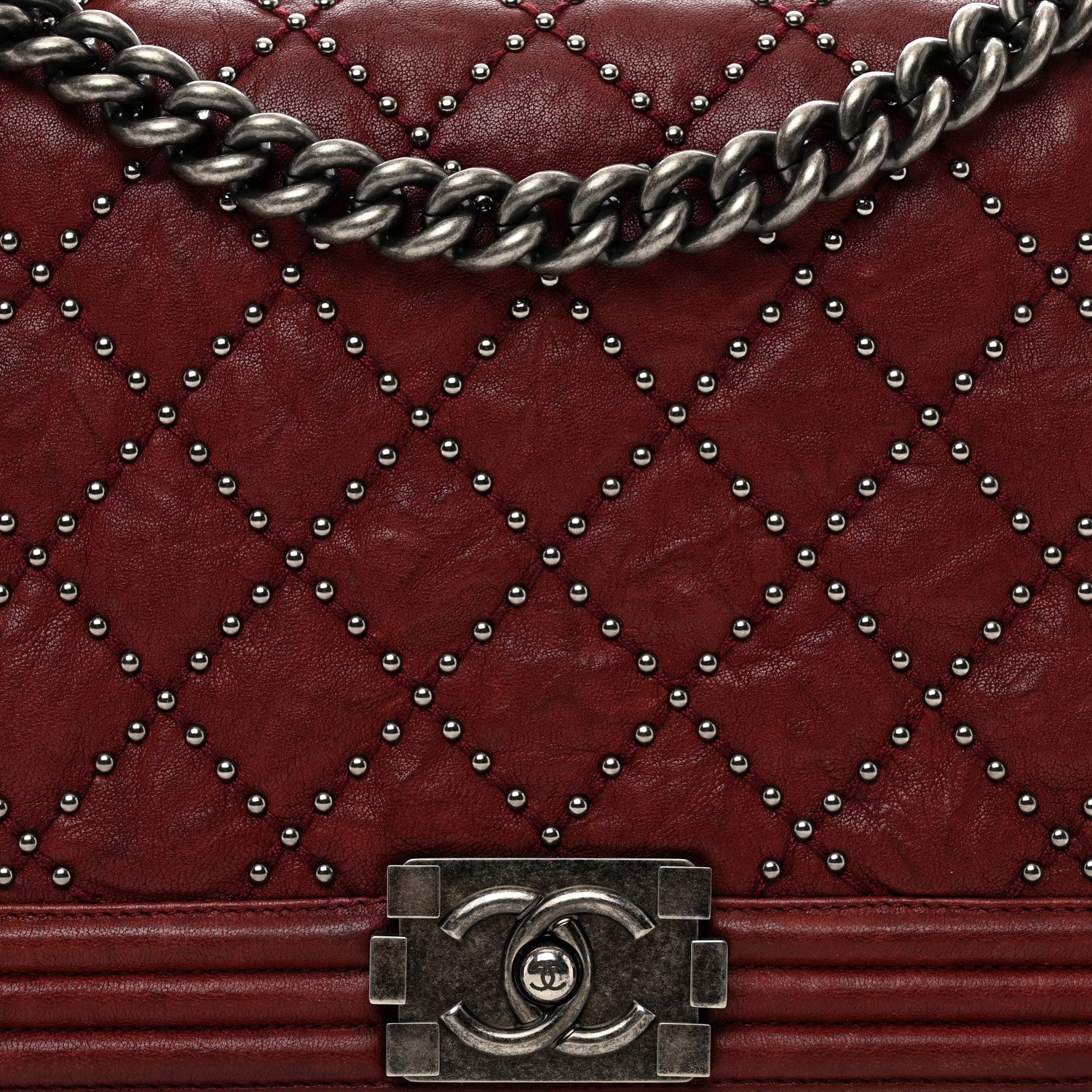 Chanel Crumpled Lambskin New Medium Studded Boy Flap Red 5 of 10