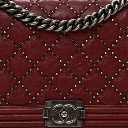 Chanel Crumpled Lambskin New Medium Studded Boy Flap Red 5 of 10