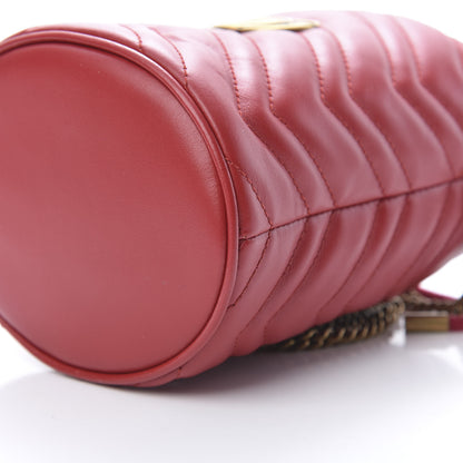Gucci Calfskin Matelasse Mini GG Marmont 2.0 Bucket Bag Hibiscus Red 9 of 10