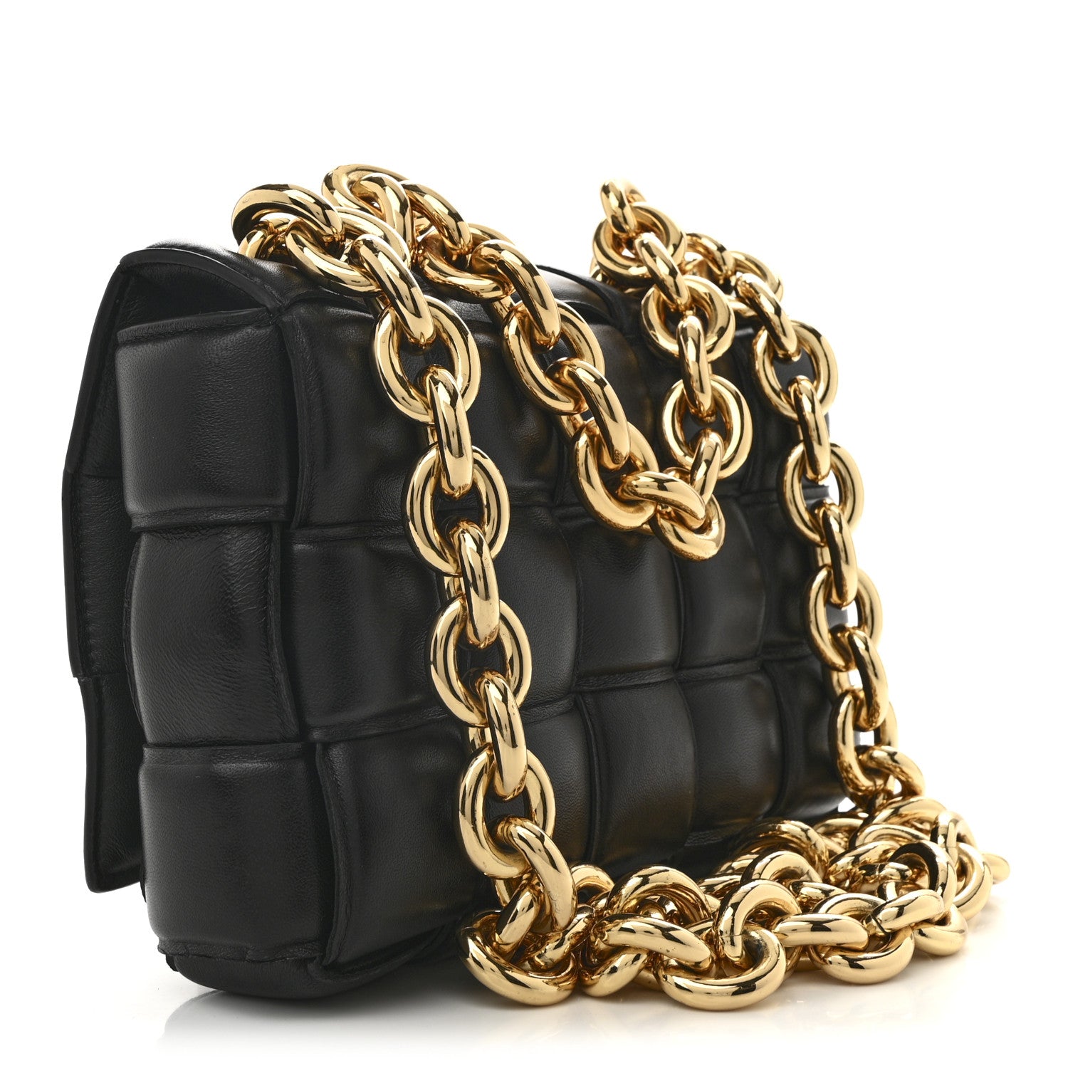 Bottega Veneta Lambskin Maxi Intreccio Padded Chain Cassette Crossbody Bag Black 3 of 12