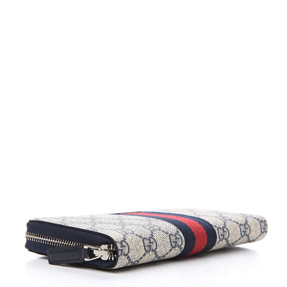 Gucci GG Supreme Monogram Web Zip Around Wallet Beige Blue 3 of 6