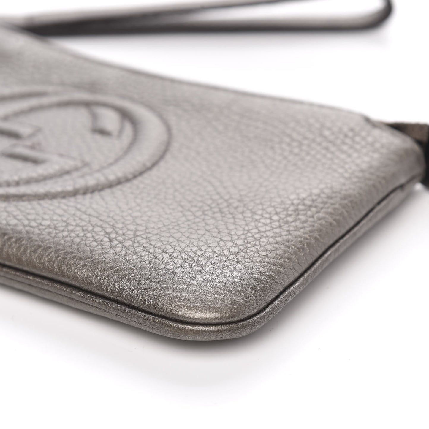 Metallic Pebbled Calfskin Soho Wristlet Sasso
