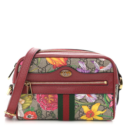 Gucci GG Supreme Monogram Flora Web Mini Ophidia Shoulder Bag Red 1 of 11